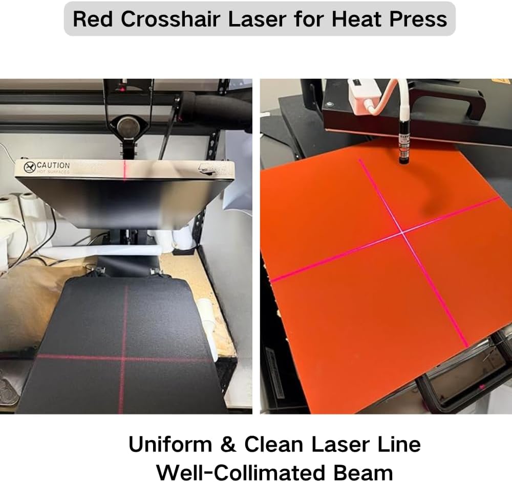 Heat Press Laser Alignment System with Adjustable Brightness – Magnetic Laser Positioning Tool for T-Shirt, Hat, Sewing Machine, DTF, Sublimation, Printing & Quilting, 6.6ft Power Cord + USB Port