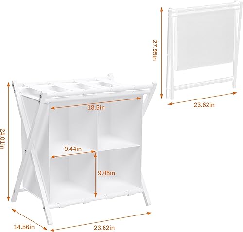 Miniatura 3 de aboxoo Portaequipajes con almacenamiento, soportes plegables para maleta para habitación de invitados, soporta hasta 120 libras, soportes para