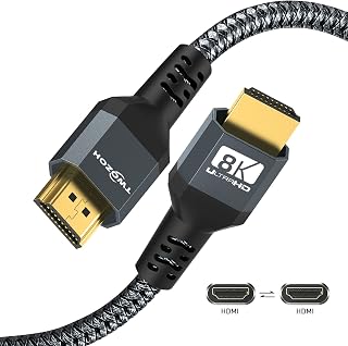 Twozoh 8K HDMI 2.1 Cable 1M, 48Gbps Certified High-Speed HDMI to HDMI Braided Cord, 8K@60Hz, 4K@120HZ&ARC for Apple TV, Roku, Fire TV, Nintendo Switch, PlayStation, PS5, Xbox One, Monitor, PC