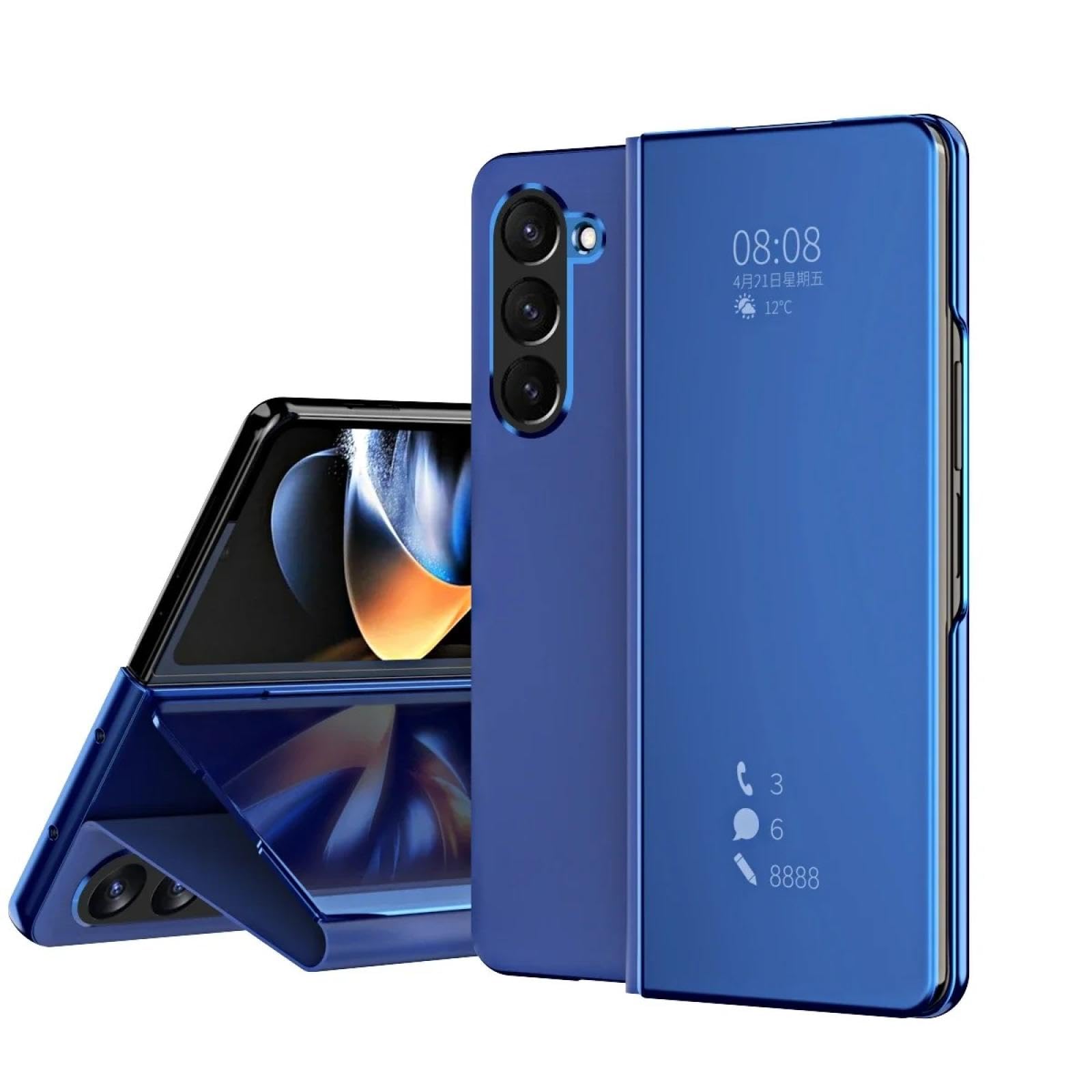Coque Galaxy Z Fold 4 bleu étui à rabat béquille protection intégrale