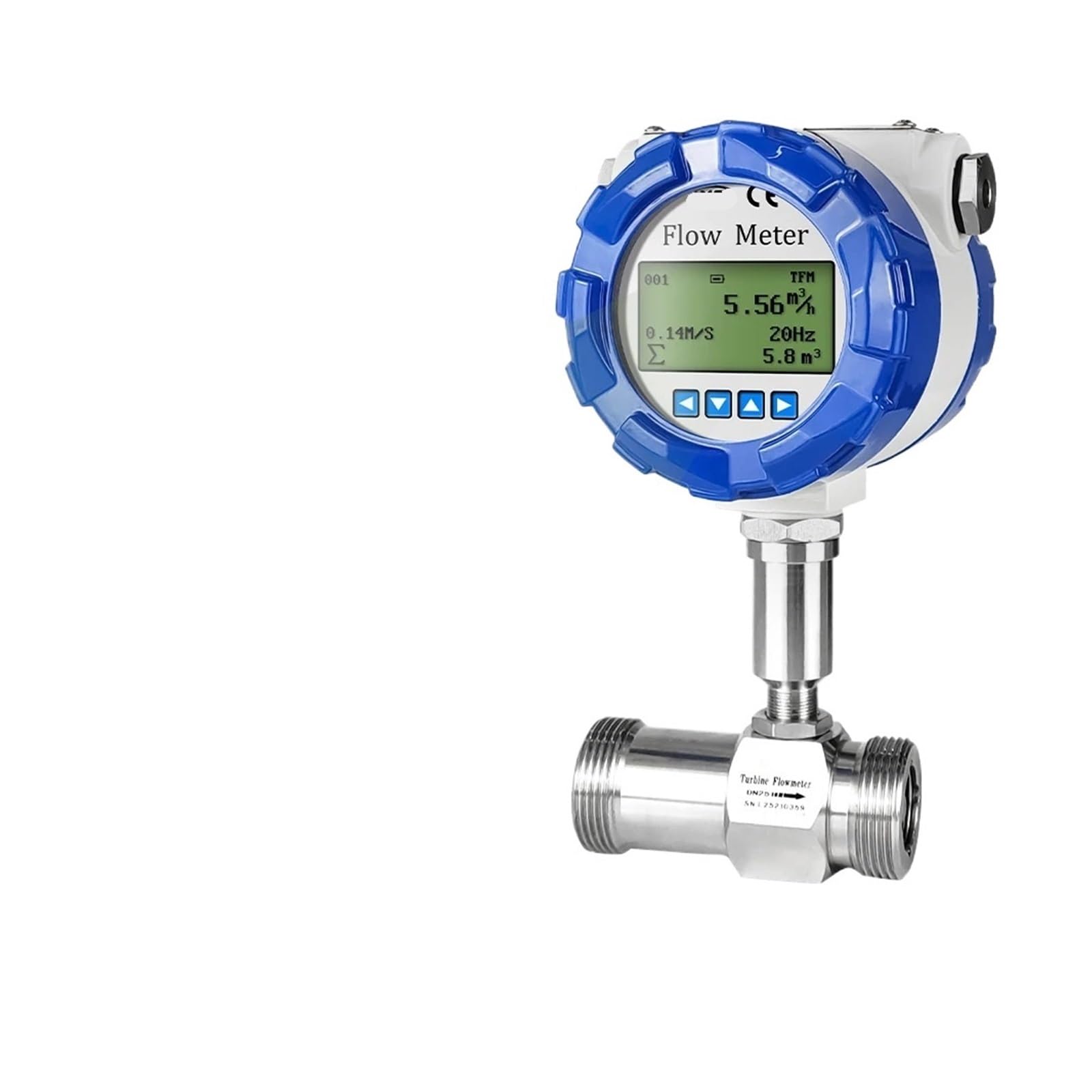 BALYDLUL Turbine Flowmeter DN4-DN100 Water Flow Meter Digital Water Flow Sensor(DN4 SS304)