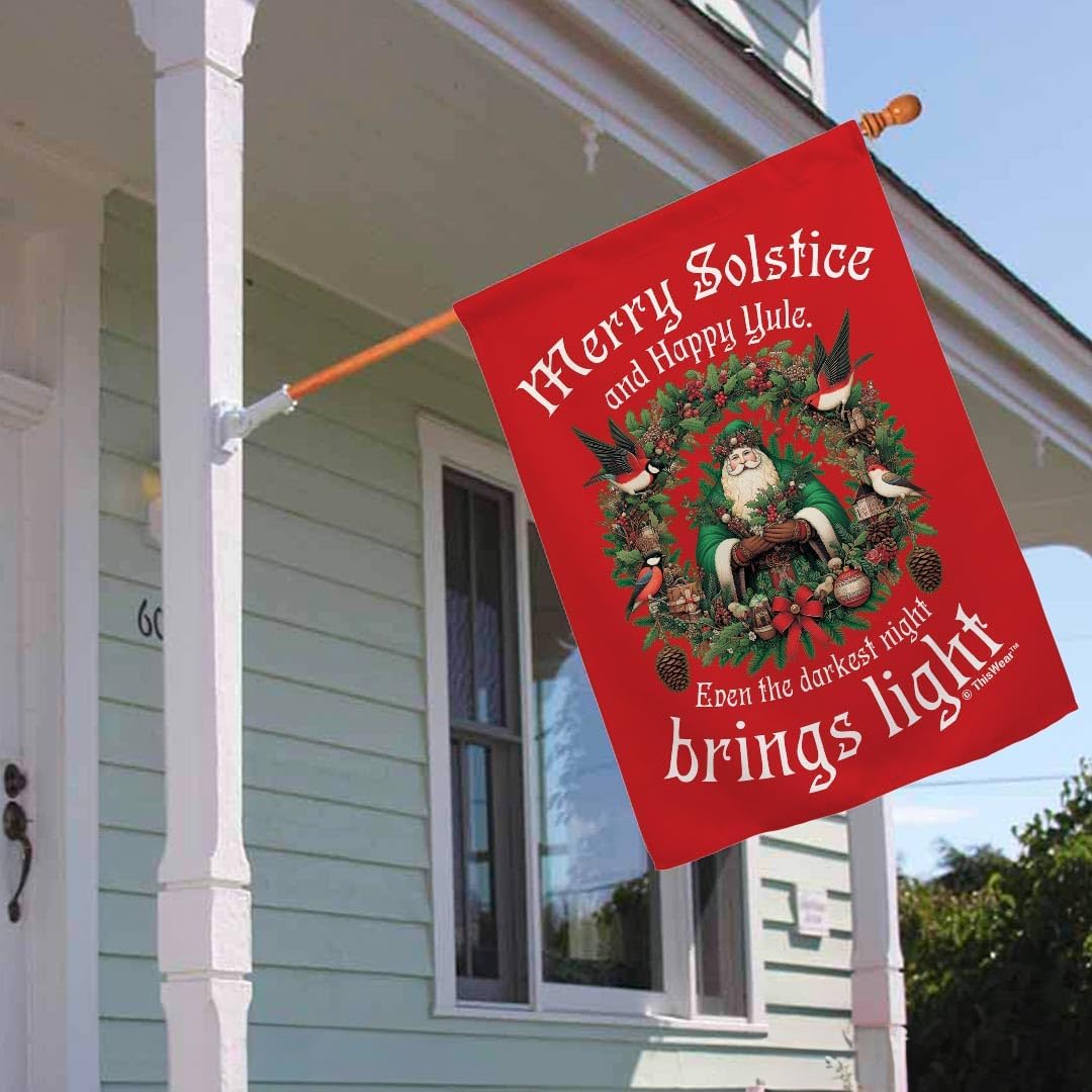 Yule House Flag Merry Solstice and Happy Yule Double Sided 28x40 House Flag