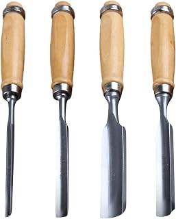 Woodworking Chisel Set, Metal Woodworking Chisel Set, 4X Wood Carving Tools Set, Portable Hand Tools for Softwood, Hardwood, Plywood