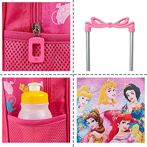 Kit Mochila Escolar Infantil Princesas Com Rodinhas