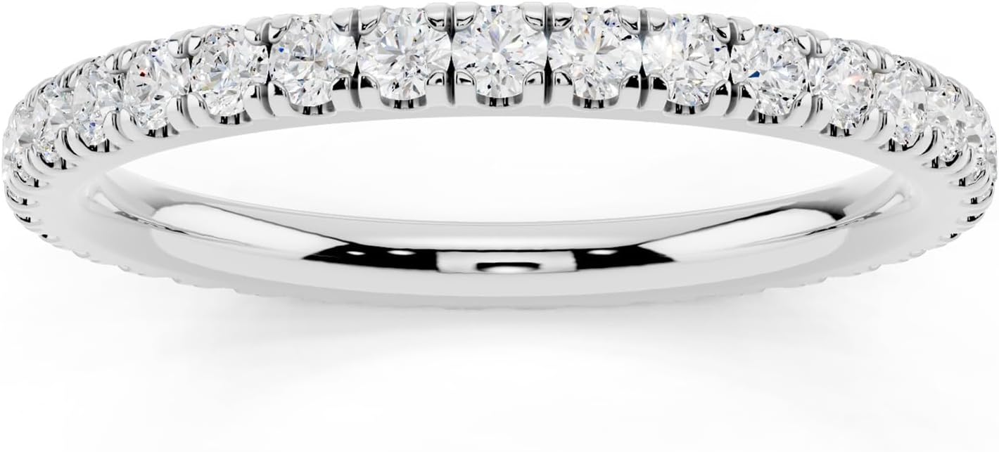 ENRICH 1/2 Carat Lab Grown Diamond Eternity Wedding Band for Women in 14K Gold Plated 925 Sterling Silver Promise Ring for Her Stackable Wedding Ring (F-G Color, VS Clarity) Jewelry Gift