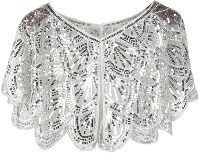 1920s Women's Shawl Wraps for Evening Dresses Ladiery Women's Sequin Beaded Flapper Shawls and Wraps for Evening Dresses Evening Party Wedding Shawls 05