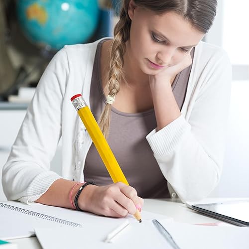 Miniatura 6 de 2 lápices gigantes de madera de 13 pulgadas, lápiz de juguete grande azul y amarillo con tapa y borrador, lápiz grande gigante de gran tamaño,
