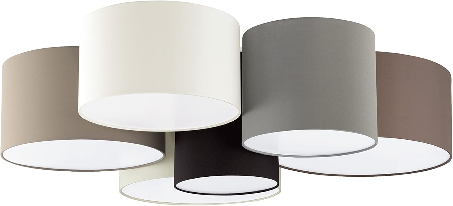 EGLO Patore 3-Light Semi Flush Drum Ceiling Light Fixture Dimmable LED Lighting Fixture for Hallway, Living Room, and Closet, White/Grey/Cappuchino
