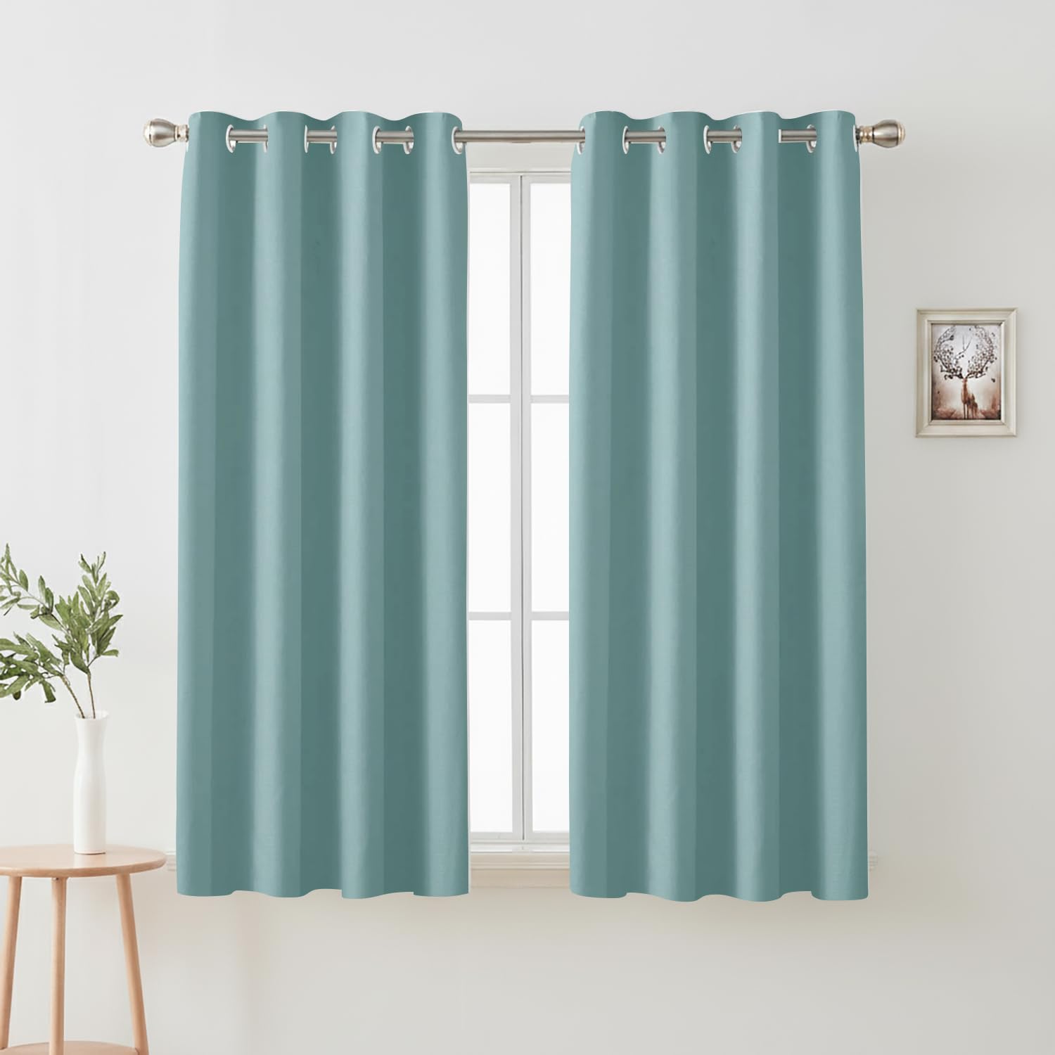 Cloth Fusion Blackout Window Curtains 5 Feet Long Set of 2, Room Darkening Blackout Curtains 5 Feet for Window with Grommet Design for Home Decor (5x4 Feet, Aqua Blue)-image-22