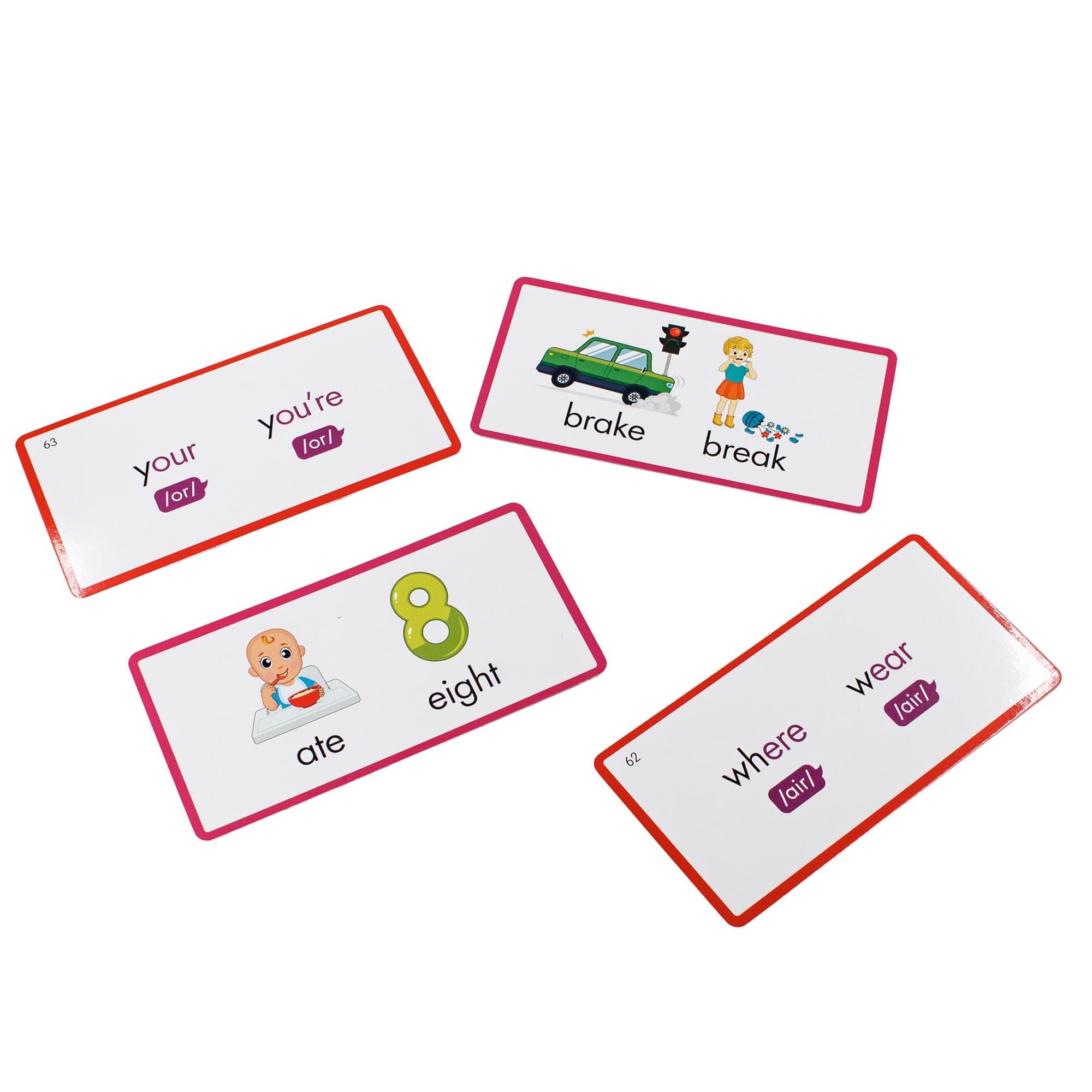 Junior Learning: Rainbow Phonics - Homophones - 65 Word Cards, Flash Cards with Sound & Spelling Association, Level Based Cards, Kids Ages 4+ - Image 3