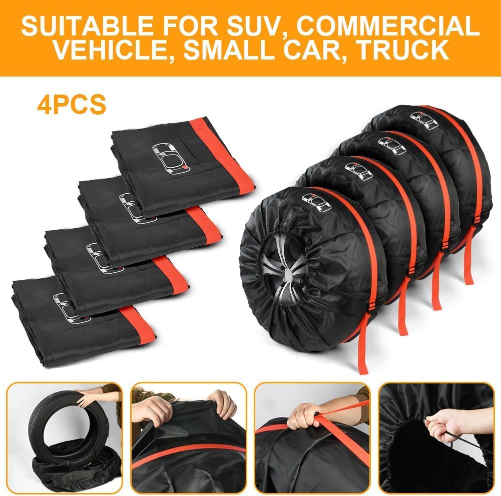 4 PCS Borse per Pneumatici Auto per Audi Q3 (F3 ab Bj.2018), Impermeabili Antipolvere Copertura Protettiva per Pneumatici
