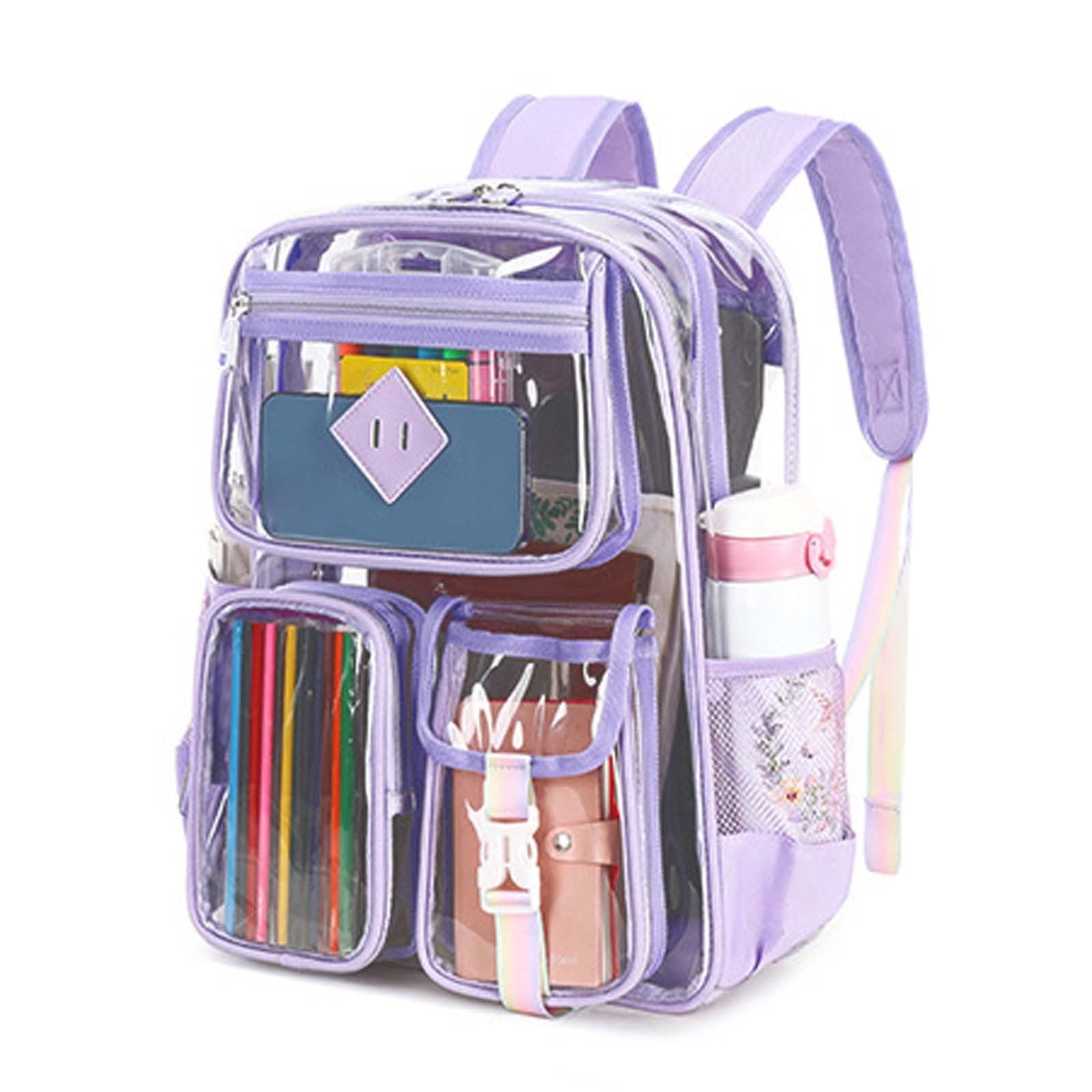 Zaino Bambini, Zaino Elementari Bambina Scomparti Multipli, Zaino Trasparente di Grande capacità per Ragazze delle scuole elementari e Medie 8-15