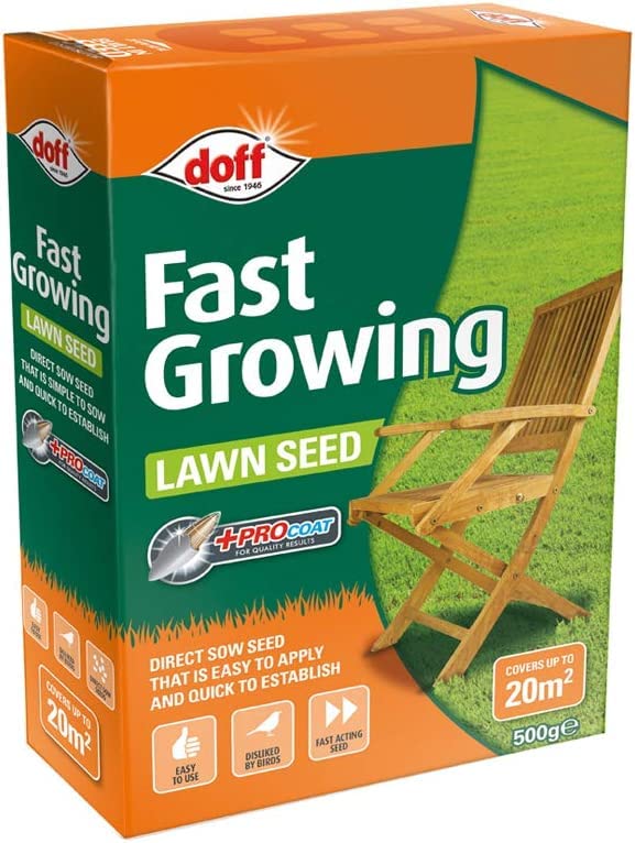 Fast Growing Lawn Grass Seed Rapid Quick Growth New lawns or Patch & Repair Super Patch Grass Seed Gardening Thicken Lawns Burnt Dry Lawns Fresh (500g Fast Acting Lawn Seed)