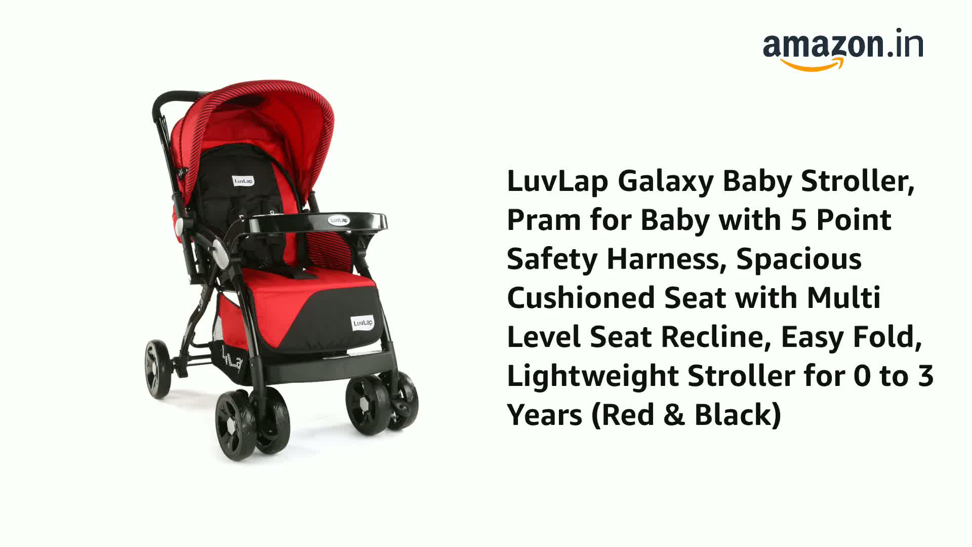 Buy LuvLap Galaxy Baby Stroller, Pram for Baby with 5 Point Safety