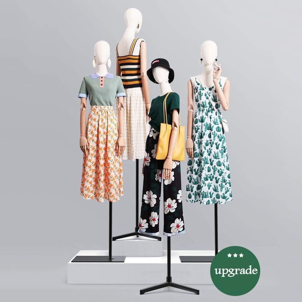 Mannequin Torso Mannequin Dress Form Torso Female Mannequin Torso Body Dress Form with 3 Section Joint Wooden Arms Adjust Stand for Clothing Jewelry Display