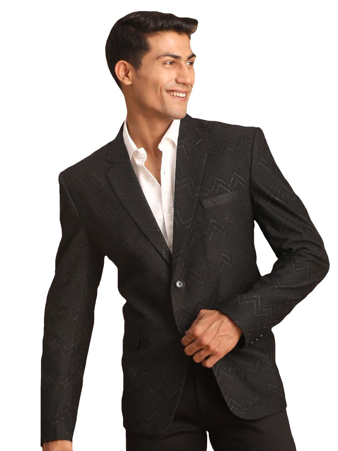 vastramay Men's Navy Blue Silk Blend Blazer | Imported Fabric Blazer for Men-picture-41