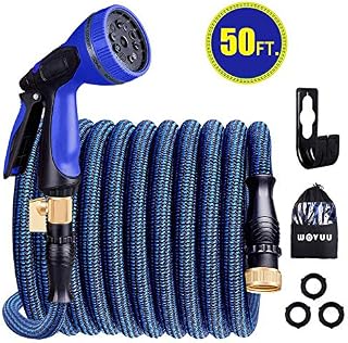 WOVUU Garden Hose Expandable,Flexible Durable Water Hose with 10 Spray Hose Nozzle/Self-Locking Leakproof