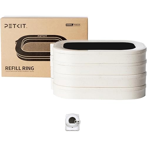 PETKIT Trash Bag Refill Rings for Purobot Ultra Auto-Packing Self-Cleaning Cat Litter Box, Leak-Proof Replacement Waste Bags, Long-Lasting Trash Bags -4 Packs