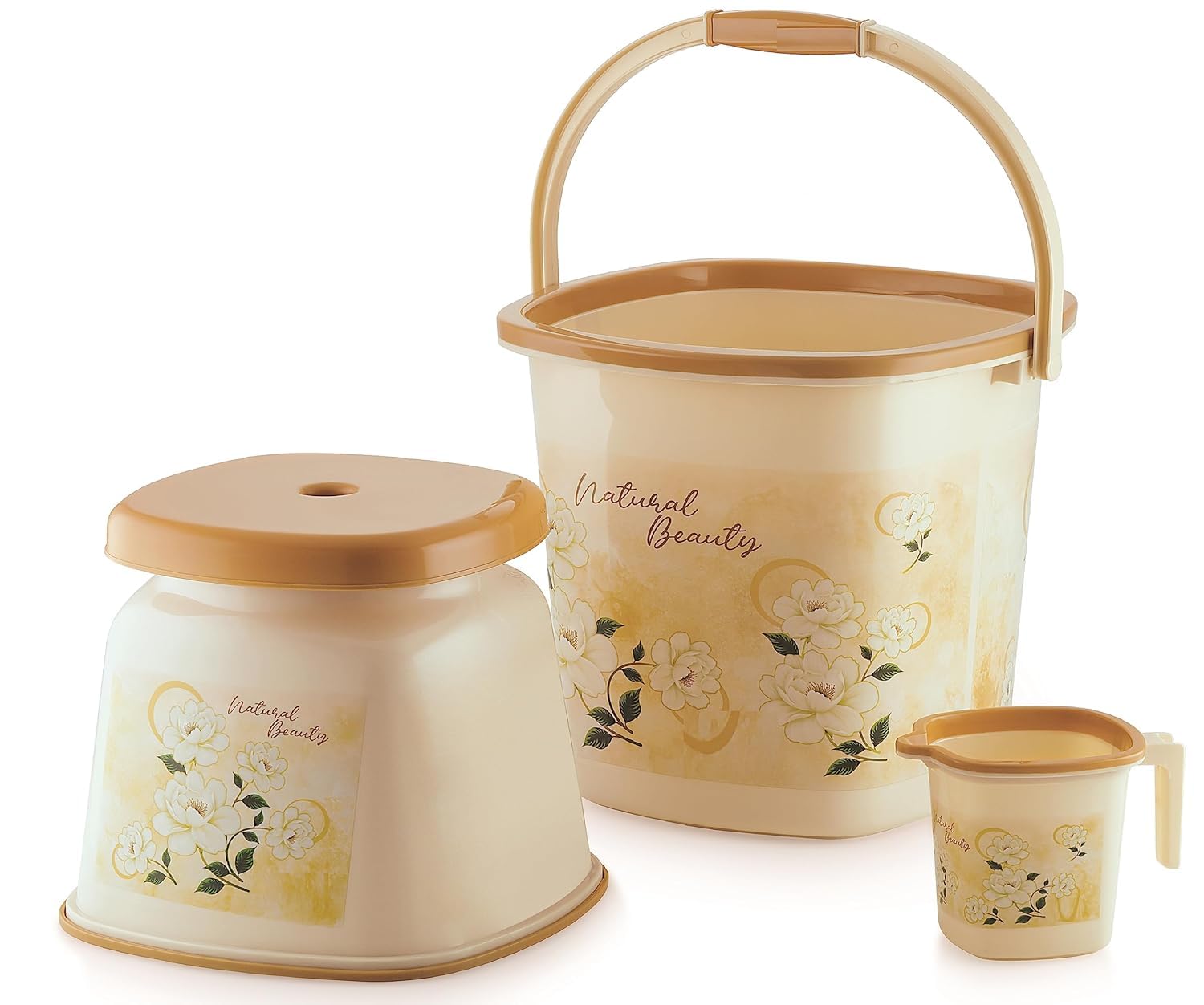 LIZA Jumbo Blossom 3-Piece Bathroom Set | 25 Litre Bucket, Big