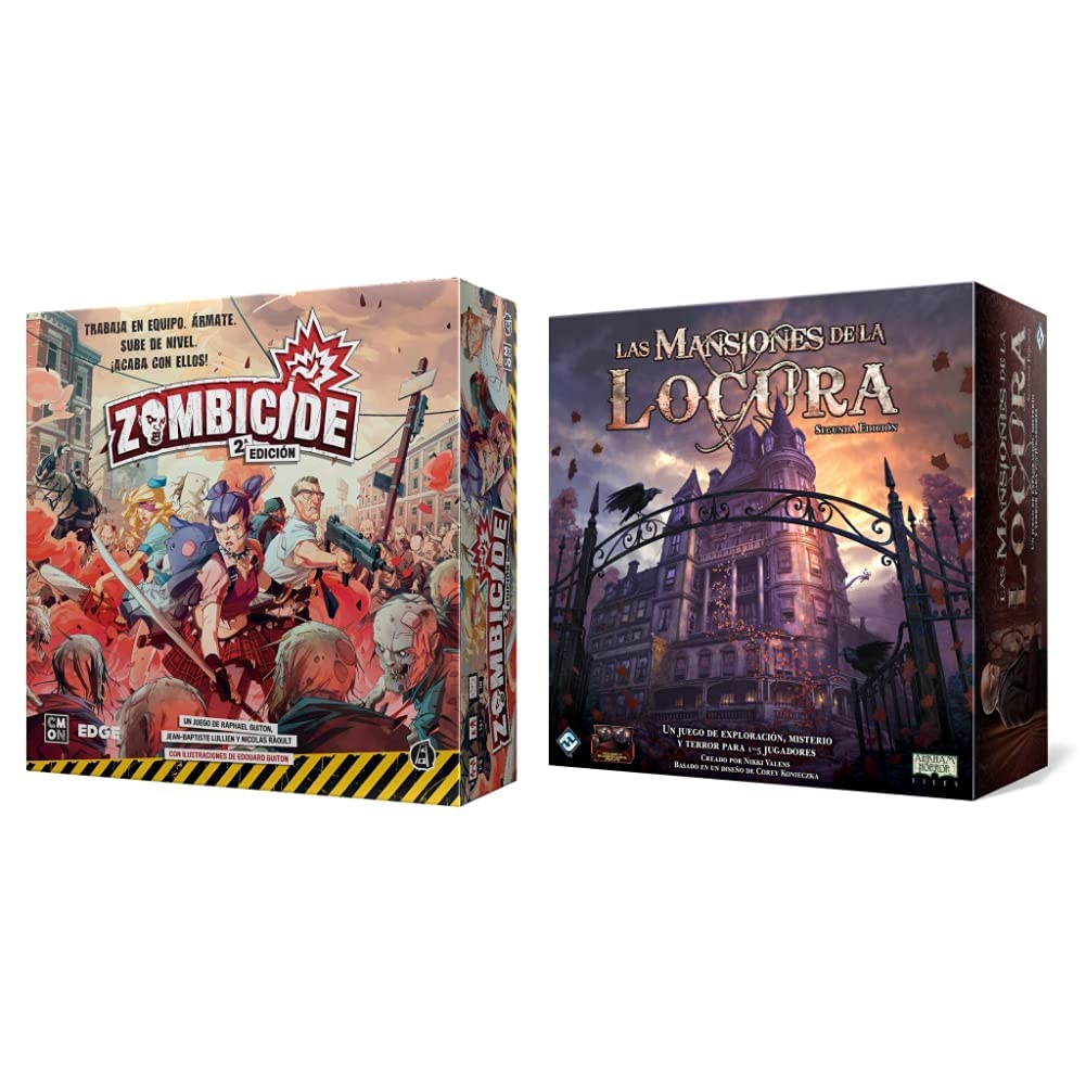 Edge Entertainment - Zombicide: Segunda Edición Juego de Mesa en Castellano (Asmodee CMZCD01ES) & Las Mansiones de la Locura - Juego de Mesa en Español