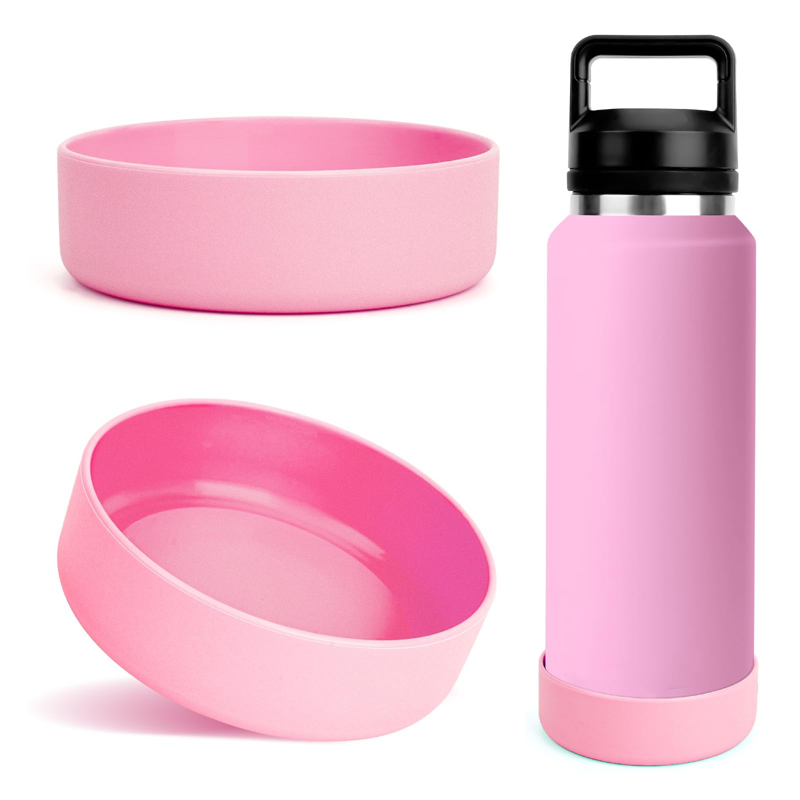 Linkidea 2 Pack Water Bottle Boot Compatible with YETI Rambler Bottle 26oz, Yonder 34oz, Silicone Anti-Slip Bottle Bottom Sleeve Bumper Protector (Light Pink) โ image 1