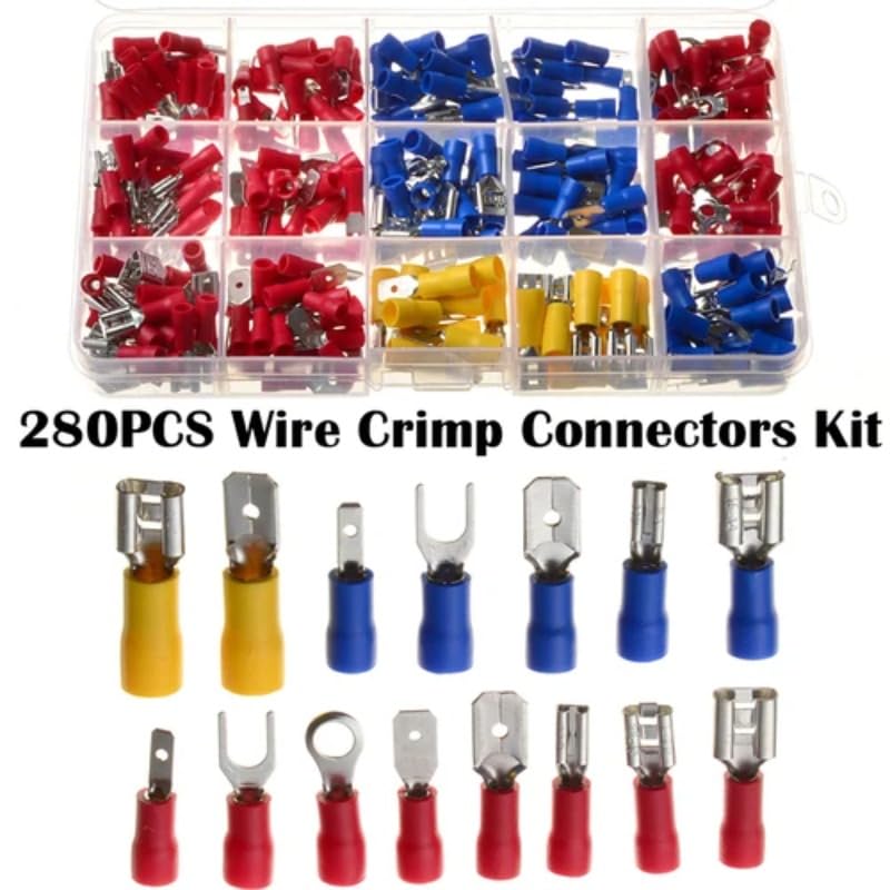 280 Pz/scatola Maschio Femmina Terminali Isolati In Gomma Capicorda Connettore Filo Elettrico Crimp Terminale Assortimento Set Kit