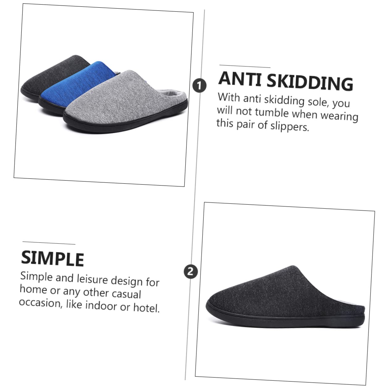 Pantofole Da in Cotone Da Donna Pantofole Sfocate Da Donna Da Ragazzo Pantaloni Da Uomo Diapositiva Invernali Da Pelose Black