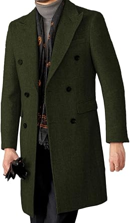 Classic Tweed Mens Blazer Herringbone Slim Fit 2 Buttons Long Overcoat Mens Jackets Blazer