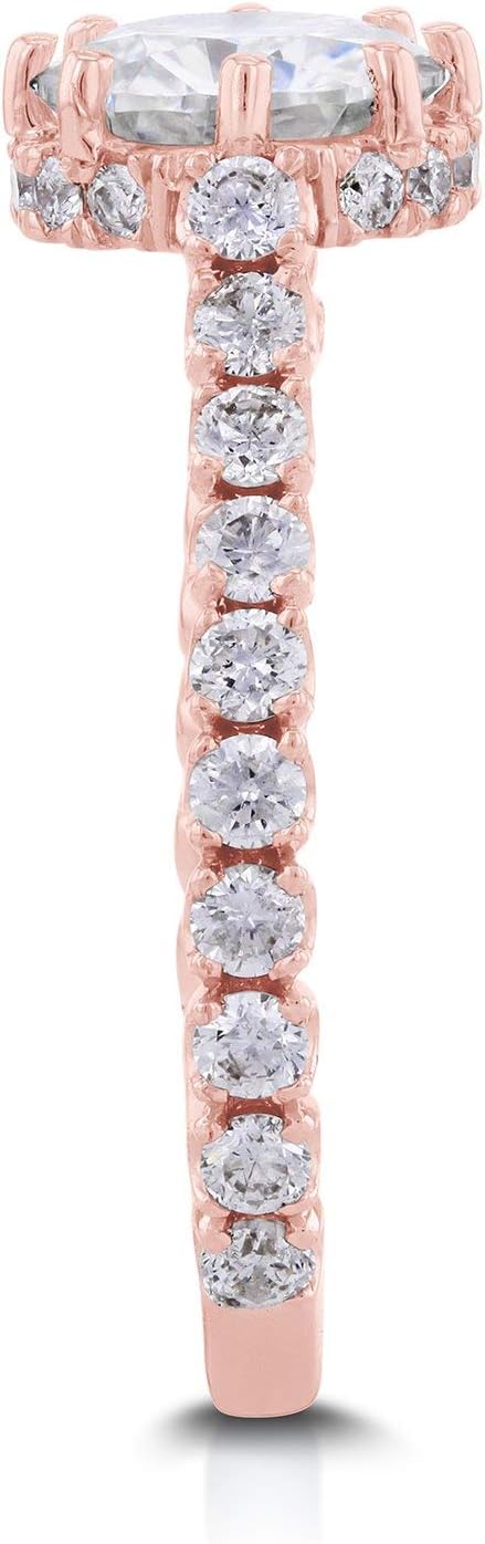 Kobelli Diamond 8-Prong Center Standing Halo Engagement Ring 1 3/5 CTW in 14k Rose Gold