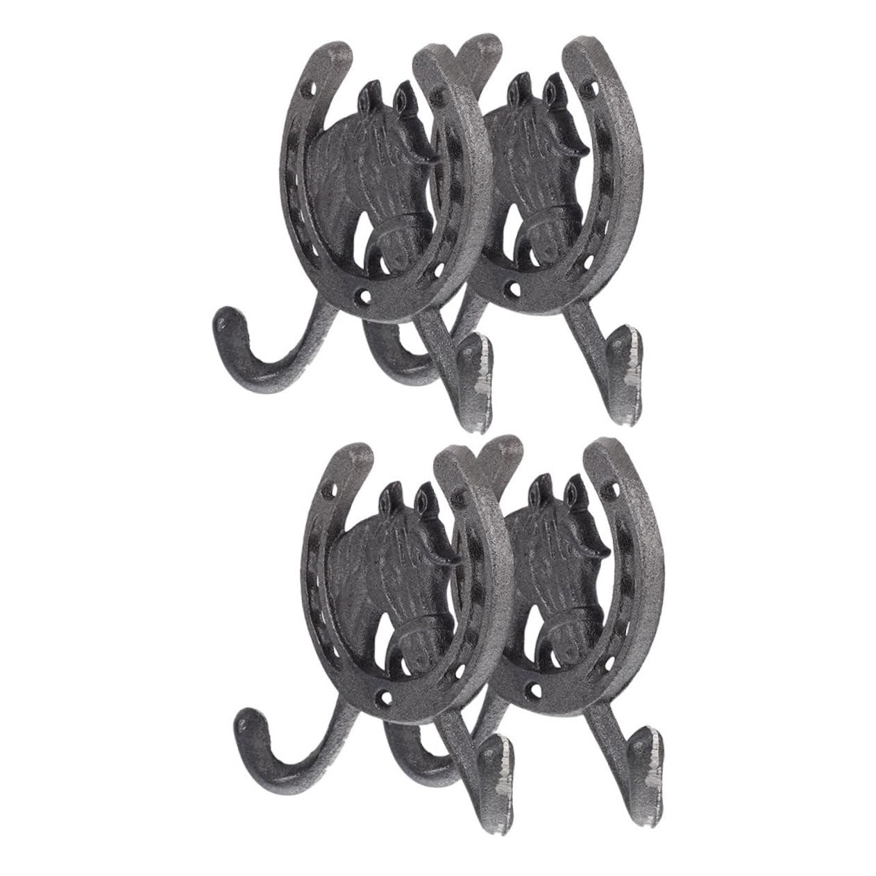 Happyyami Sturdy Iron Horseshoe Wall Hooks 4 Pack Rustic Decor for Living Room Bedroom Entryway