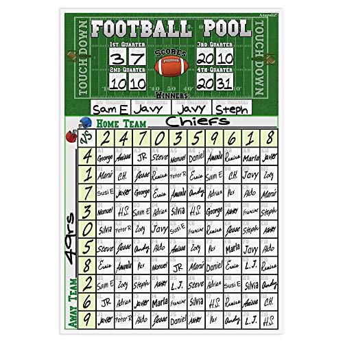 Football Squares Pool Board | 13 x 19" Inch Large Size | Office Party Pool Poster | Big Game Party Decorations | Football Super Game Bowl Party Pool Poster | Anapoliz - Image 4