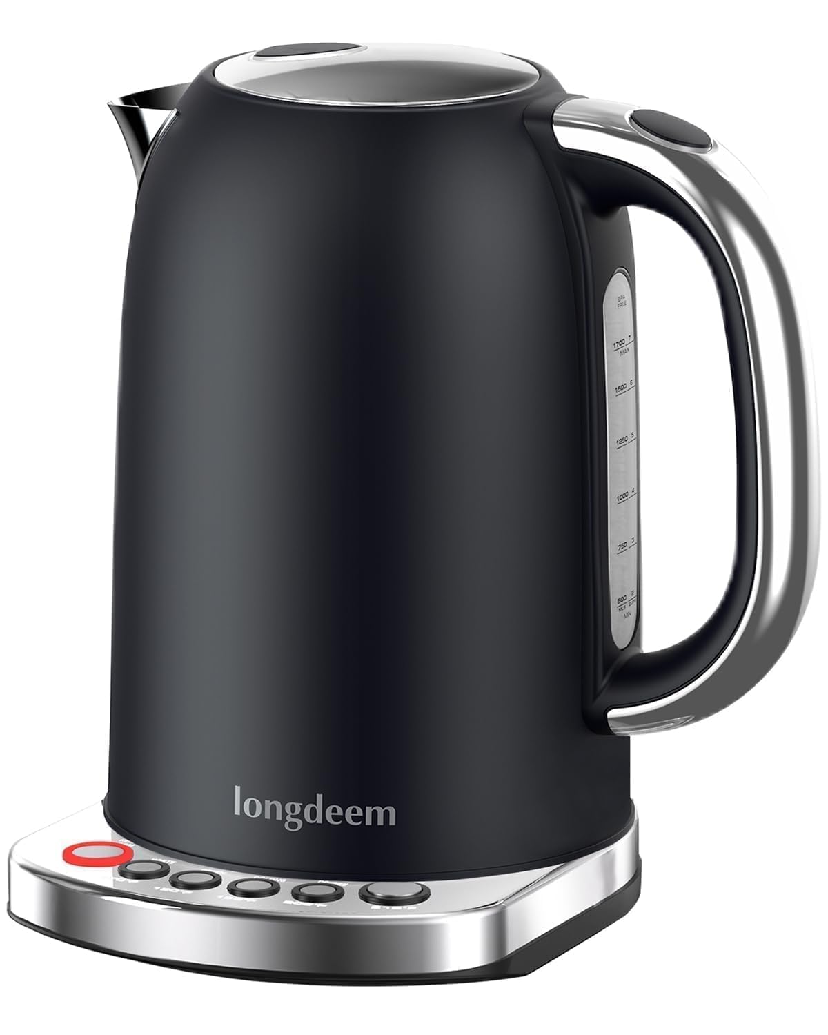 Electric Tea Kettle for boiling water with Temperature Control, 5 Presets and Keep Warm Function for Coffee/Tea Brewing, Stainless Steel Water Boiler, High Power 1500W/1.7L, Black