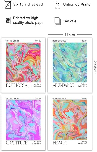 Miniatura 2 de Arte de pared abstracto retro Funky  Arte de pared de galería de citas inspiradoras de los años 70  Decoración Zen para mujeres  Decoración estética