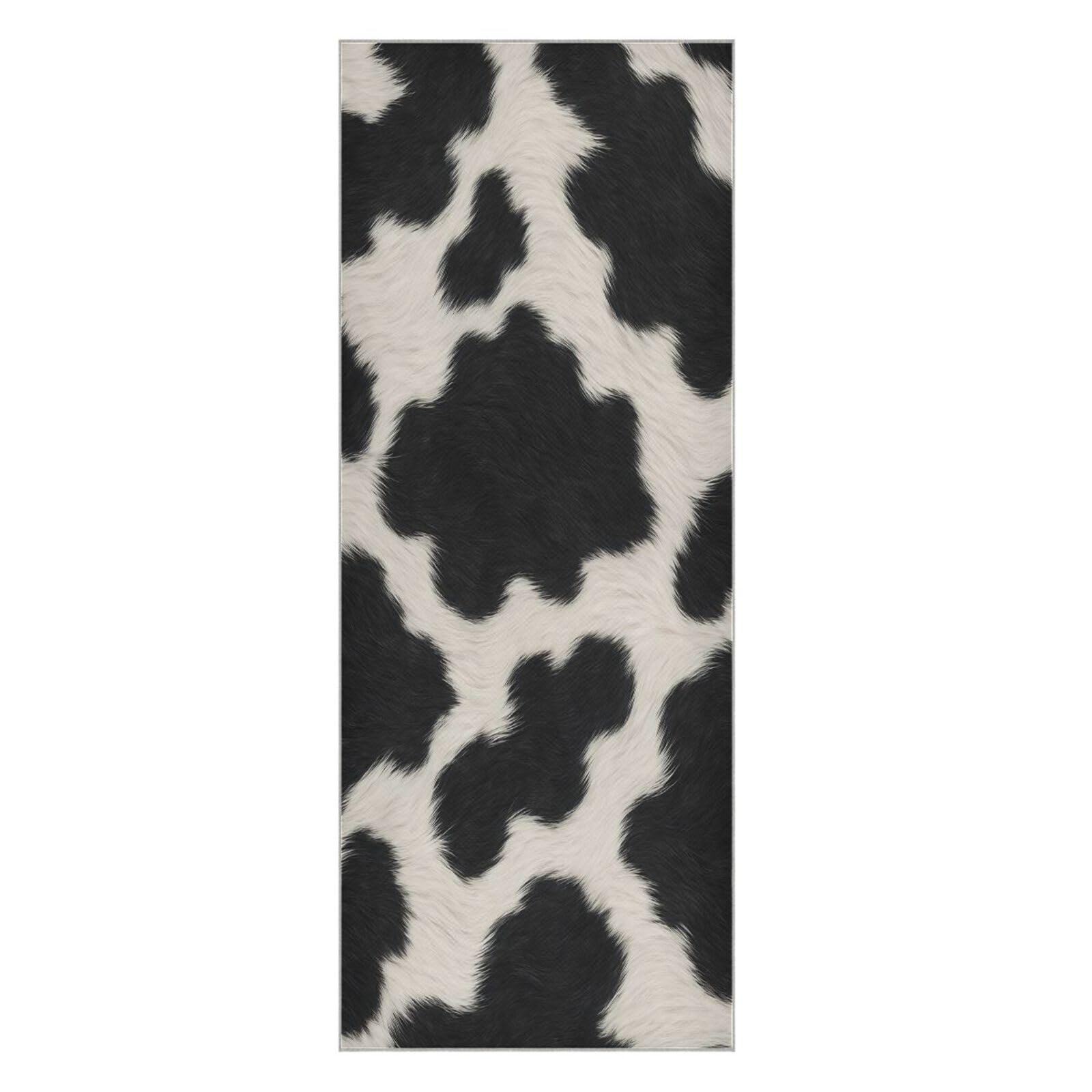BURSTDDY Black and White Cow Hot Yoga Towel Absorbent Non Slip Yoga Mat Towel