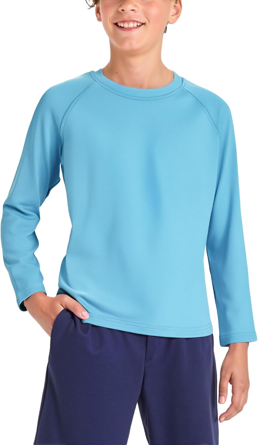 BRISIRA Boys Rash Guard UPF 50+ Cooling Kids Swim Shirt Long Sleeve SPF Sun Protection Quick Dry Fishing for Youth 6-16Y