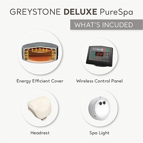 Miniatura 3 de Intex 28451EP PureSpa Plus Greystone - Spa cuadrado inflable para bañera de hidromasaje, 94 x 28 pulgadas y kit de accesorios de mantenimiento