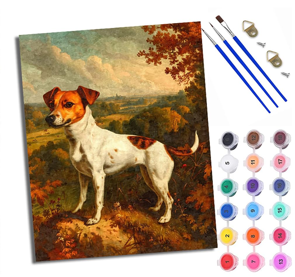 Wxrwang Paint By Numbers For Adults And Beginner Painting By Number Jack Russell Terrier With Frame Oil Paintings On Canvas House Wall Decor 16X20in