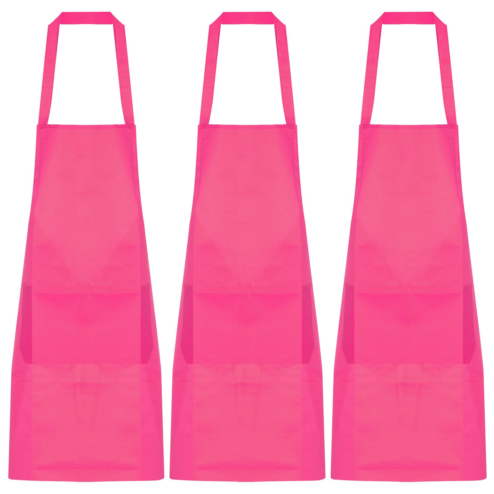 sourcing map 9pcs Kitchen Cooking Aprons Polyester Art Aprons Pottery Apron Artist Painting Apron with 2 Pockets for Home Restaurant Craft Garden BBQ, Pink