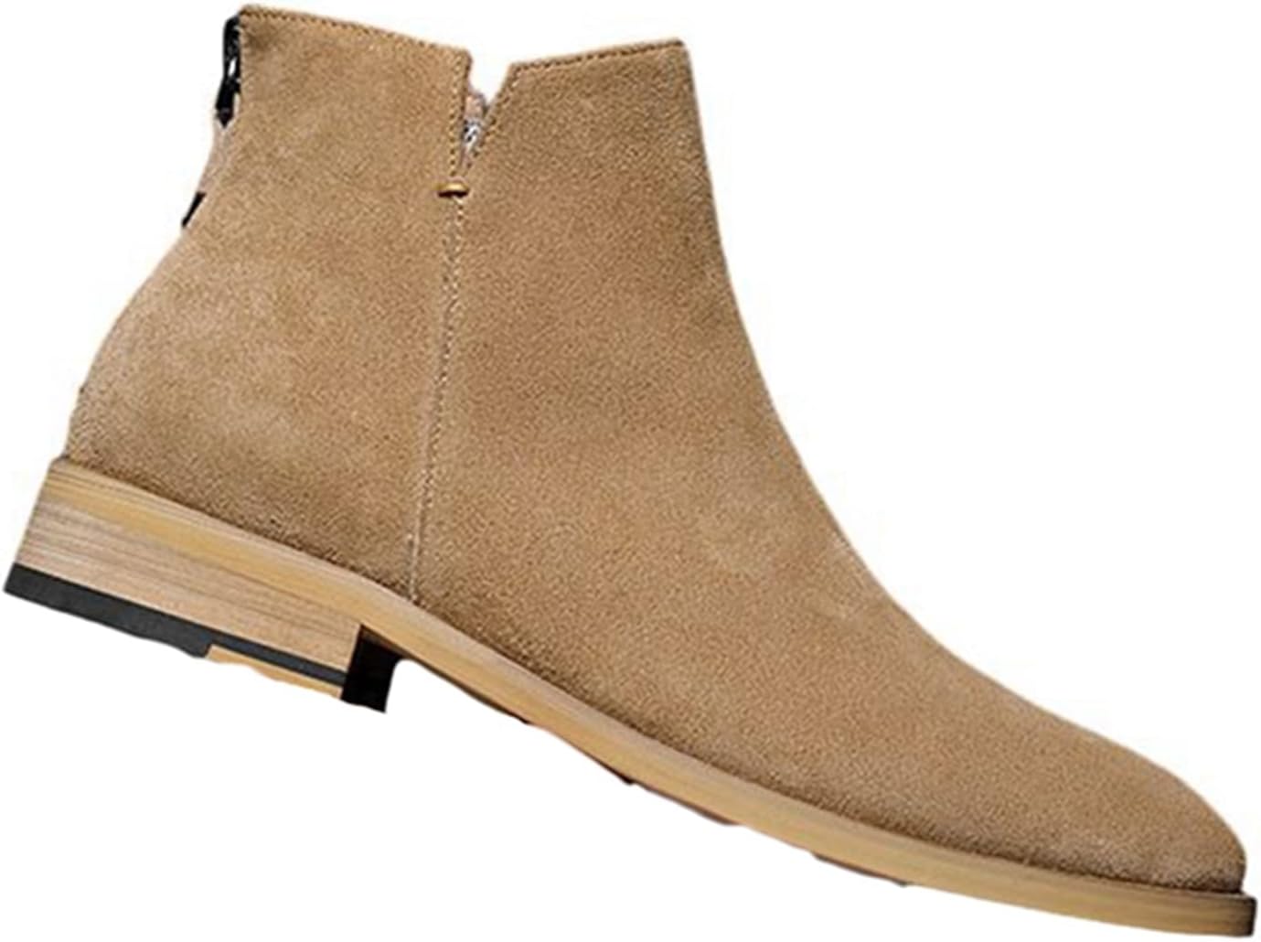 [WOOYOO] ショートブーツ チェルシーブーツ スエード 本革 レザー バックジッパー ローヒール 無地 シンプル カジュアルシ