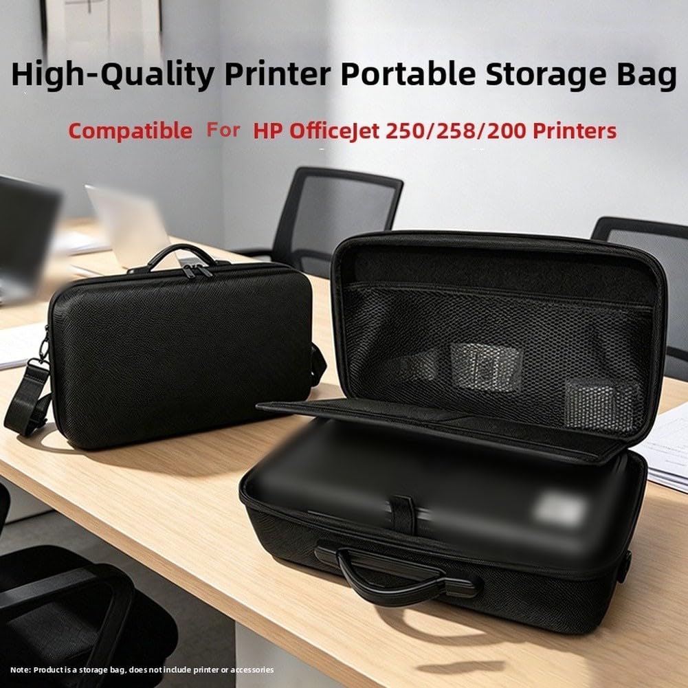 Estuche de almacenamiento duro de EVA para impresoras HP Officejet, 43 x 25 x 18 cm, bolsa de transporte a prueba de golpes con asa, caja de viaje protectora negra
