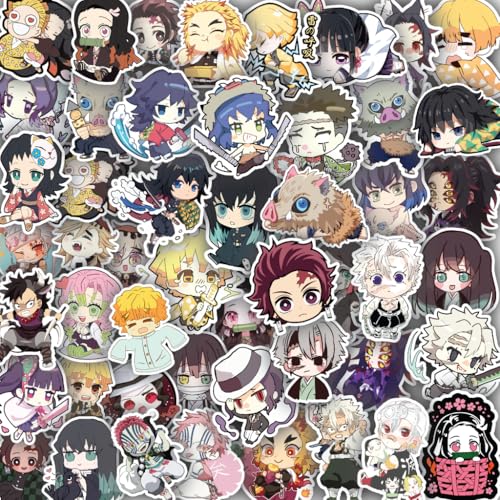 SHIVOID® 50+PCS Anime Demon Slayer Aesthetic Stickers – Waterproof Anime Stickers for Laptop, Guitar, Notebook & More | Tanjiro, Nezuko, Hashira & Cool Decals