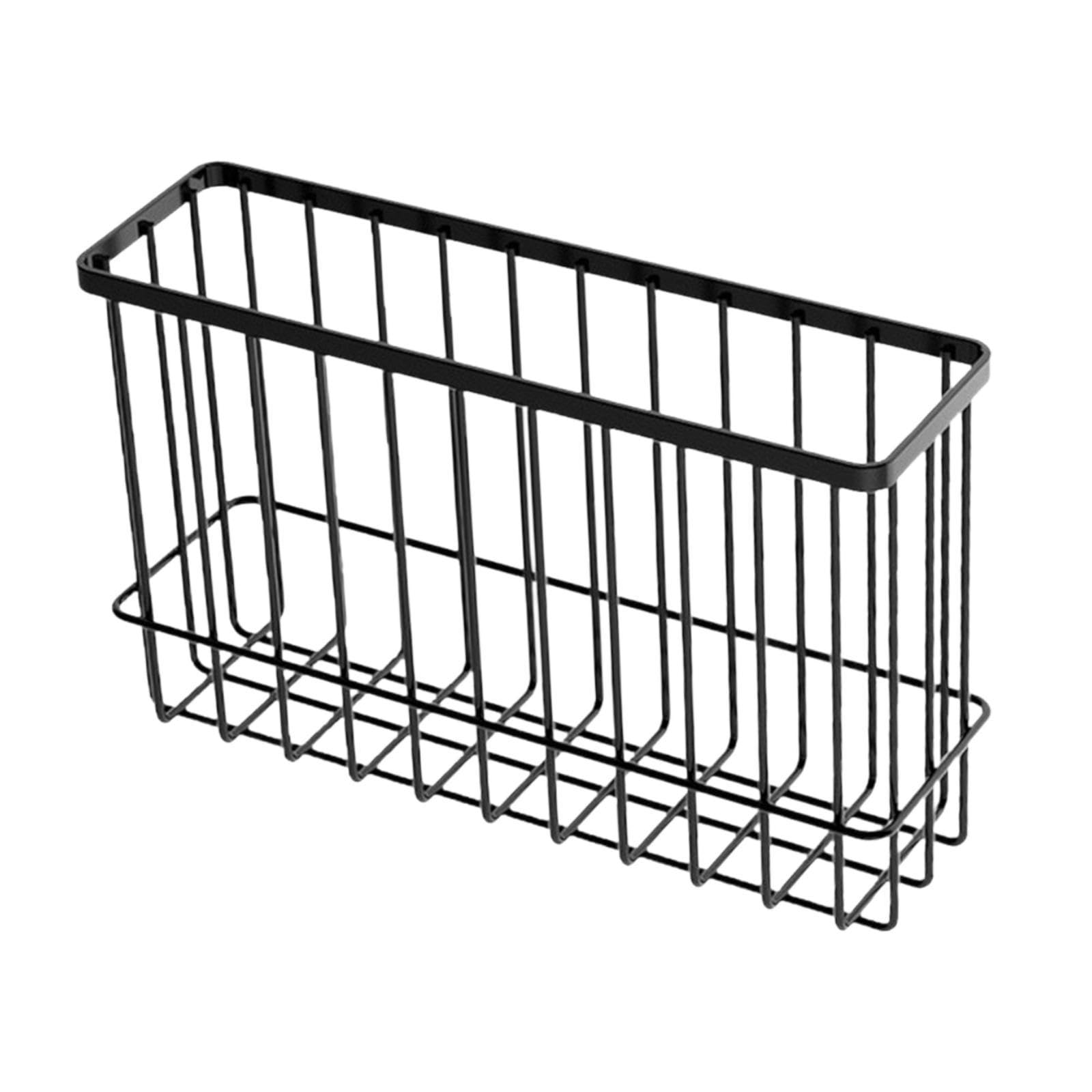 Generic Iron Hanging Wire Basket, Wall Mounted Storage Box, Grid Basket Mesh Holder Book Shelf for Cling Film, S