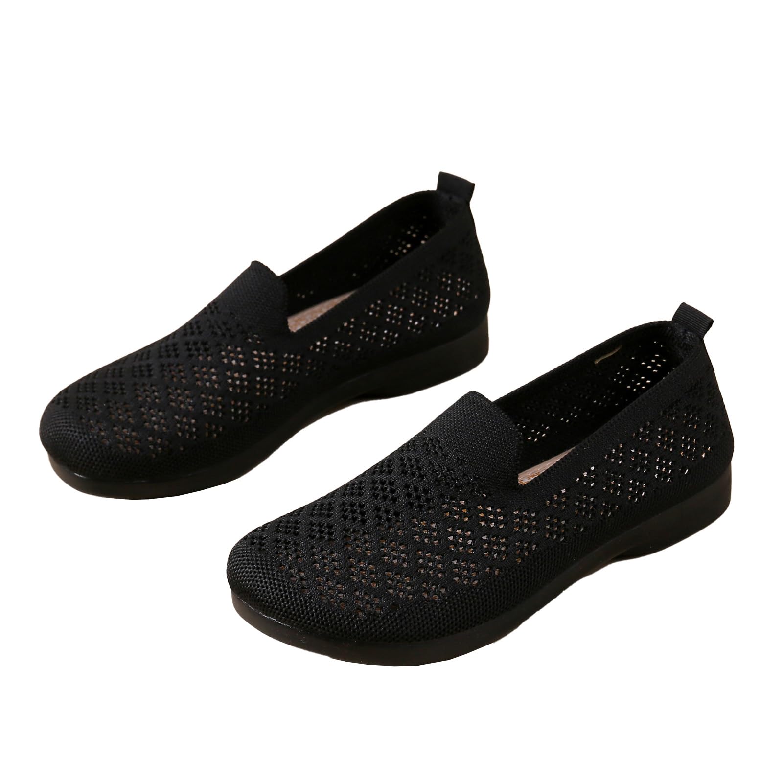 NEUUGO Women's Mesh Cutout Cloth Flats Loafer Shoes Round Toe Comfort Breathable Casual Slip On Walking Shoes for Flexible Workout