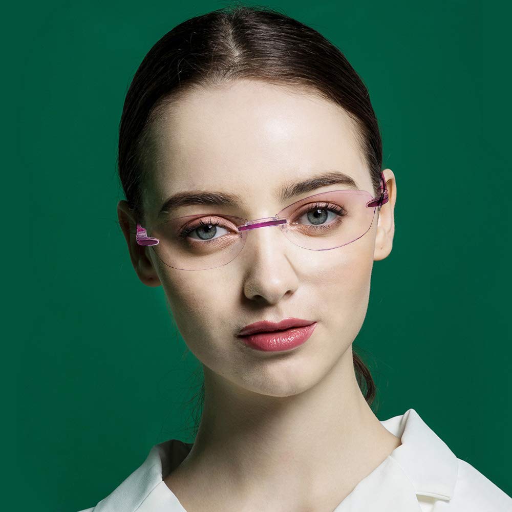 TERAISE Lesebrille, rahmenlos, Diamantschliff-Design, Anti-Ermüdung, klare Lesebrille für Männer