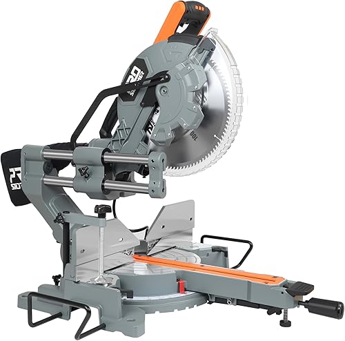 Prostormer Sierra ingletadora compuesta deslizante de 12 pulgadas, motor de 15 amperios, 5000 RPM, hoja de 100 dientes, cortes de inglete y bisel de