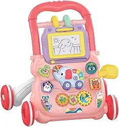 Andador Infantil Musical Didático Educativo Empurrador Bebê DM Toys DMB6751 Rosa