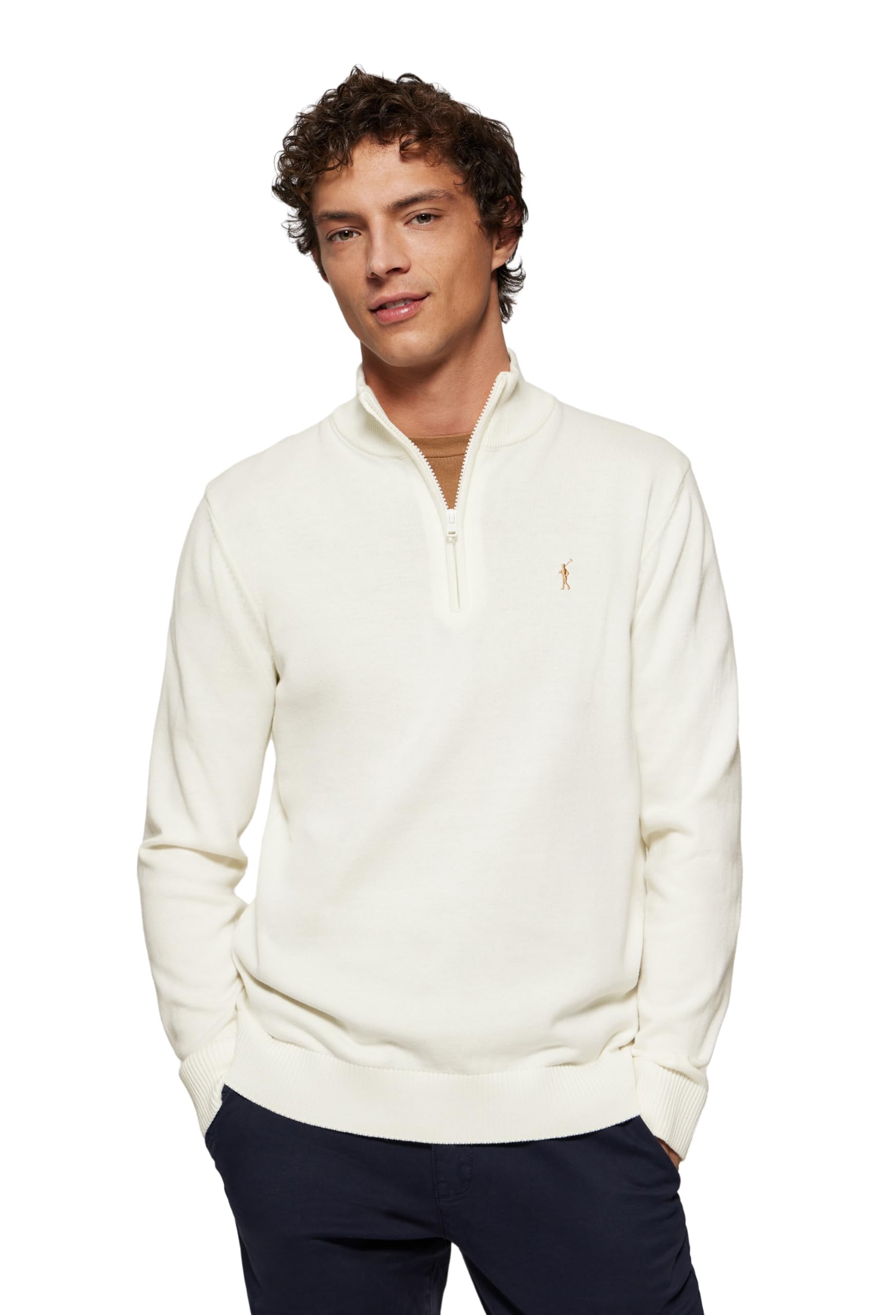 Polo Club Maglione Uomo Maniche Lunghe Maglioni con Cerniera sul Collo Pullover 100% Cotone