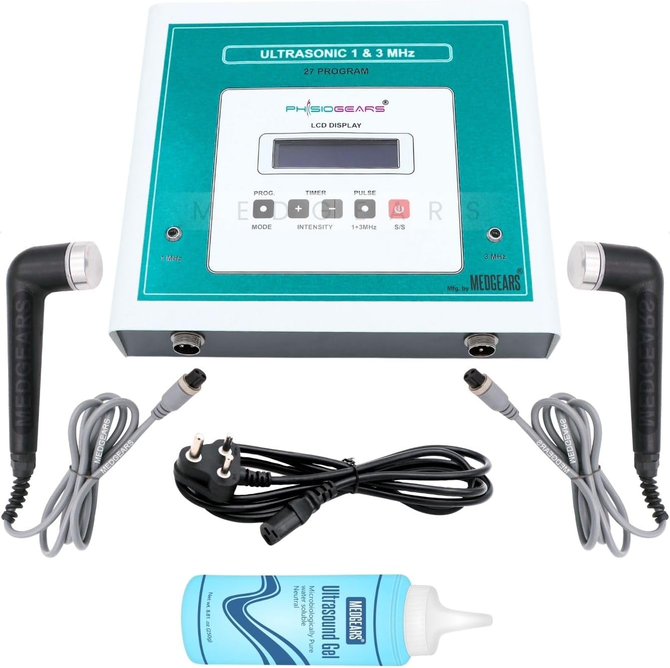 Physiogears Advance Physiotherapy Equipment LCD Ultrasonic Unit Comuterised 1 Mhz & 3Mhz Ultrasound Machine Ultrasound Physiotherapy Machine