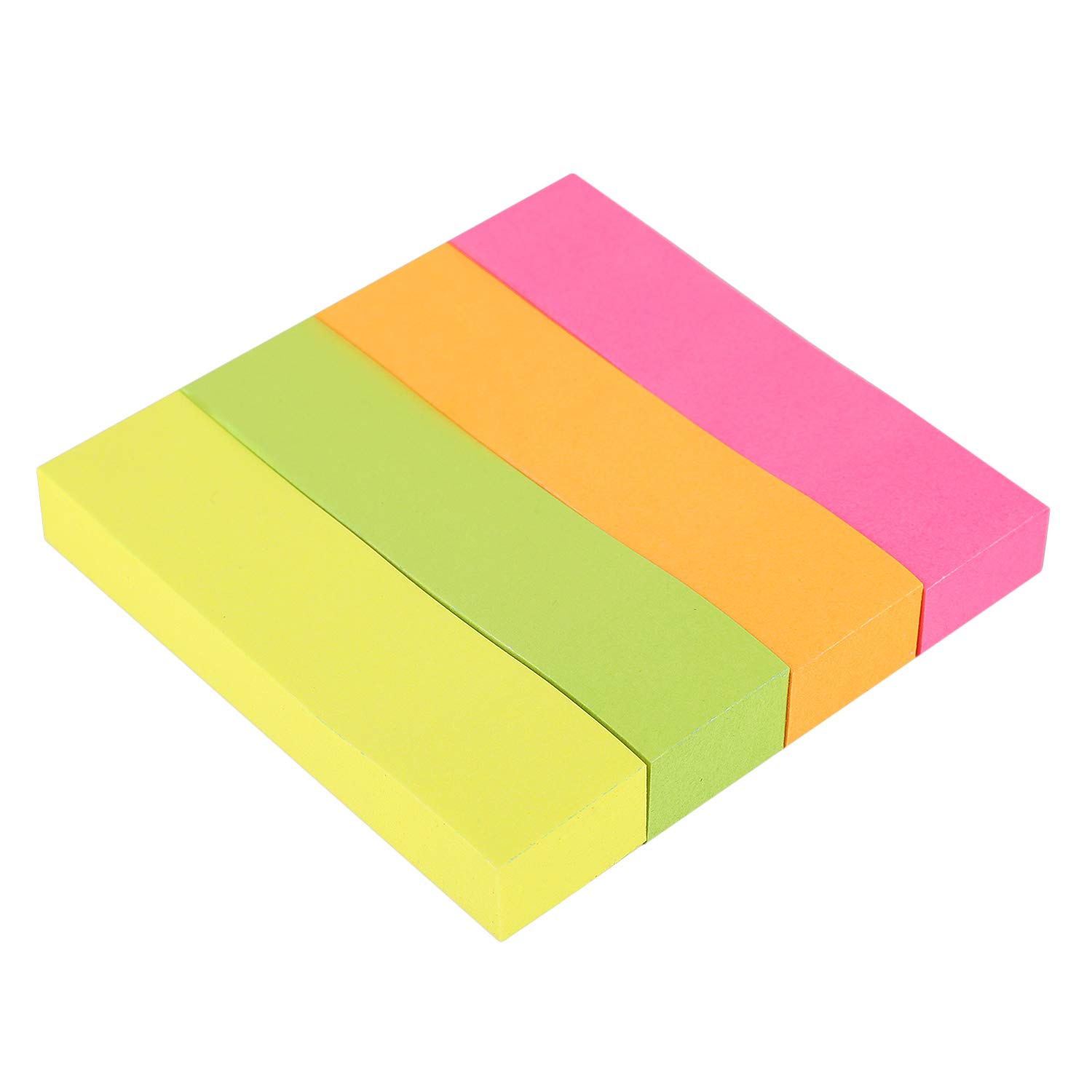 KIDMEN Page Markers – Self-Adhesive Document Flags in Assorted Bright Colours - 1 x Pack of 4 Pads, 100 Markers per pad (19 mm x 76 mm)