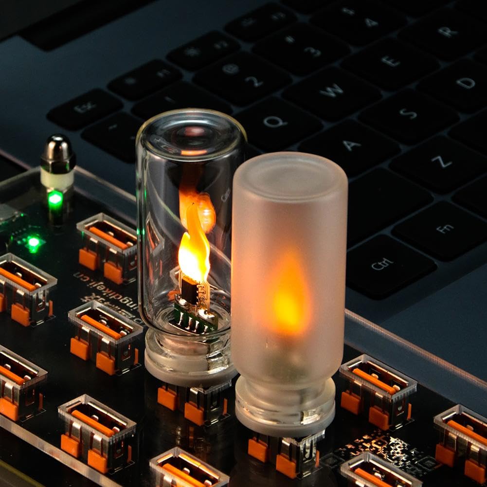 Cikiki Dancing Flame USB Car Light,Halloween Flickering Flame USB Interior Car Lights,Mini LED Bulb for Camping, Party, Bedroom, Desktop Decoration
